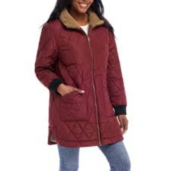 Weatherproof Women's Quilted Parka Jacket Coat Size L Sherpa Lined Warm Cozy NEW - Picture 6 of 16